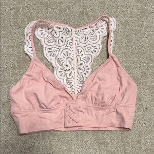 Aerie Lace Back Pink Bralette